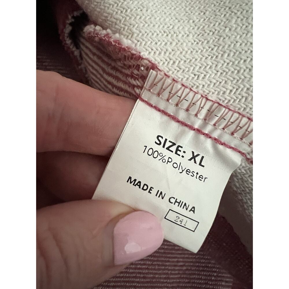 Pink White Plaid Check Buffalo Print Flannel Midi Button Long Shacket Jacket XL - Picture 8 of 11
